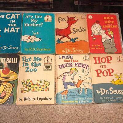 Eight (8) Vintage Original Dr. Seuss Books Includes 1957 The Cat in the Hat, Hop On Pop, Etc. LOT.  See Pics.