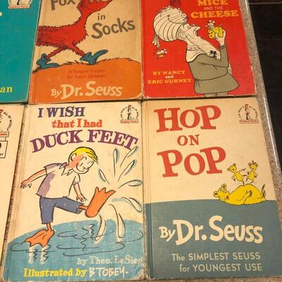 Eight (8) Vintage Original Dr. Seuss Books Includes 1957 The Cat in the Hat, Hop On Pop, Etc. LOT.  See Pics.