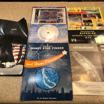 Vintage Science / Space Lot - Apollo - Astronomy - Hammond Steps to the Moon - Star Finder - Space Kit