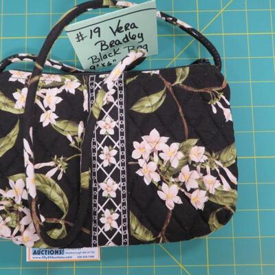 Vintage Vera Bradley Black Handbag White Floral Bag
