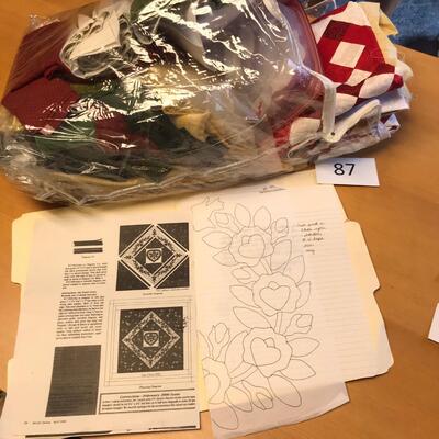 Quilt kit pattern, material, some blocks finished