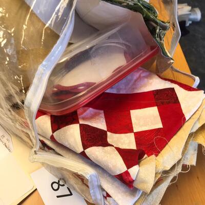 Quilt kit pattern, material, some blocks finished