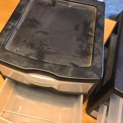 Lot of 2 Rubbermade 3 drawer bins