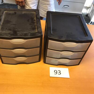 Lot of 2 Rubbermade 3 drawer bins