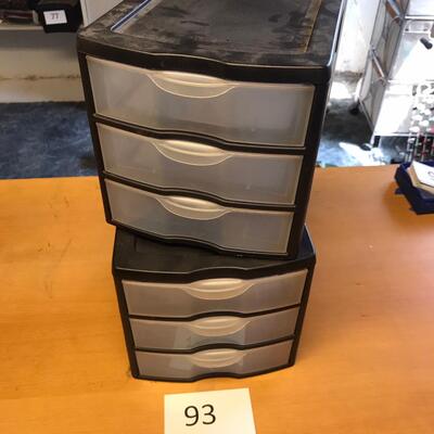 Lot of 2 Rubbermade 3 drawer bins