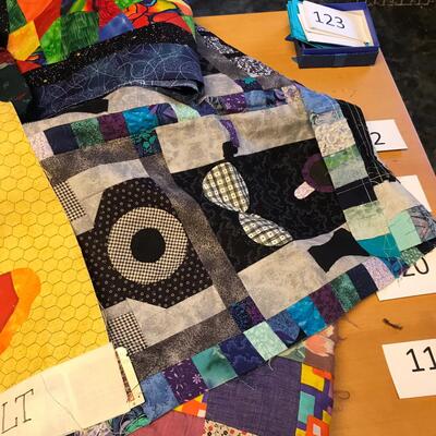 Box of mixed material, fat squares