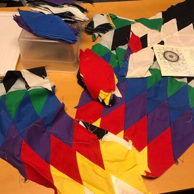 Diamond Quilt block kit, partially done