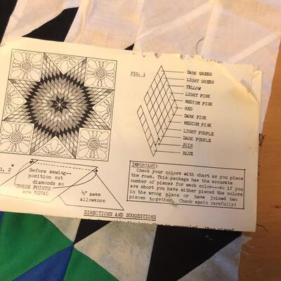 Diamond Quilt block kit, partially done