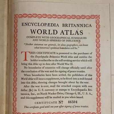 Vintage 1944-1945 World Atlas Encyclopedia Britannica 13â€ wide x 16.5â€ long approx