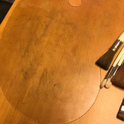 Bob Ross Painter's Pallet & Brushes