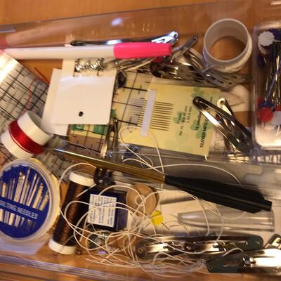 Tray of sewing notions