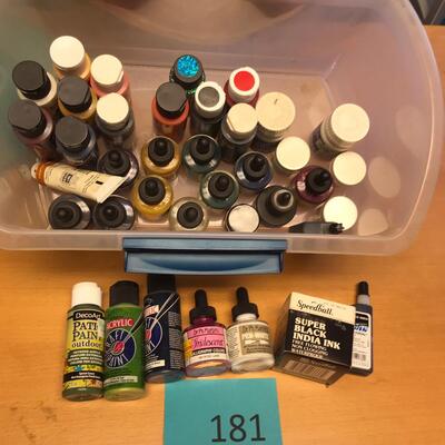 Tub of paints & dyes