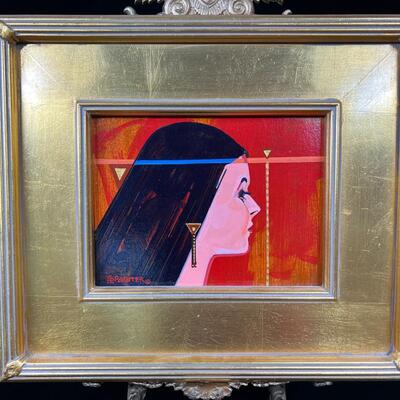 Ed Pointer "Janeen" Small, Colorful Portrait acrylic on board