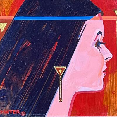 Ed Pointer "Janeen" Small, Colorful Portrait acrylic on board