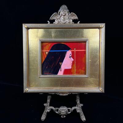 Ed Pointer "Janeen" Small, Colorful Portrait acrylic on board