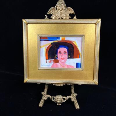 Ed Pointer "Pink Lady" Small, Colorful Portrait acrylic on board
