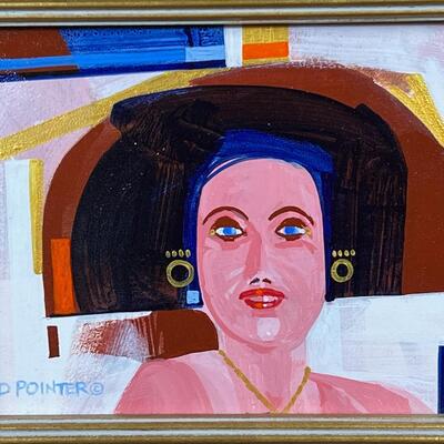 Ed Pointer "Pink Lady" Small, Colorful Portrait acrylic on board