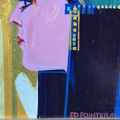 Ed Pointer "Bangle Beads" Small, Colorful Portrait acrylic on board