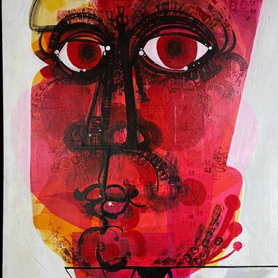 Ed Pointer Vintage MidCentury Expressionist Portrait on board