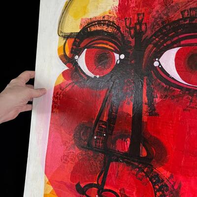 Ed Pointer Vintage MidCentury Expressionist Portrait on board