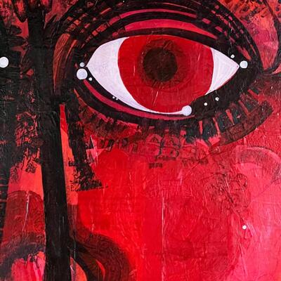 Ed Pointer Vintage MidCentury Expressionist Portrait on board