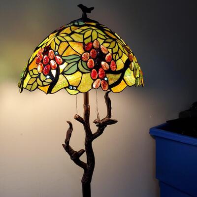 Grape Cluster Stained Glass Floor Lamp