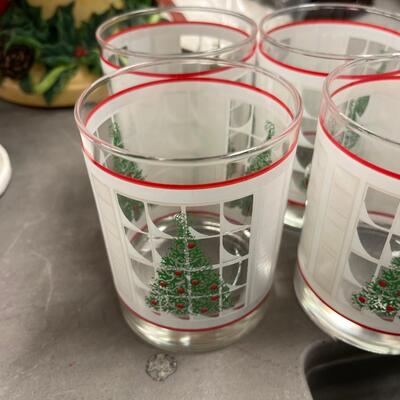 Set of 4 Waechtersbach Germany Christmas Tree in Window Highball Whiskey Glasses