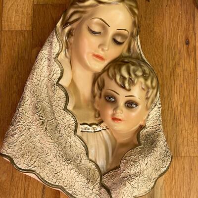 Mid Century Madonna and Child Wall Plaque