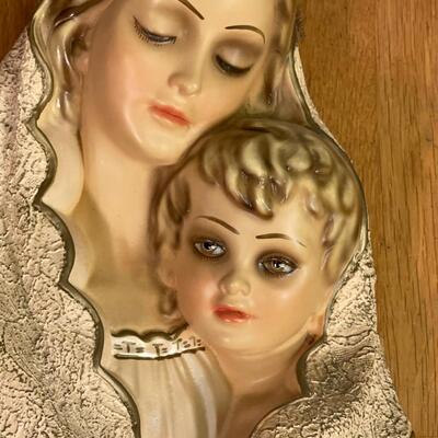 Mid Century Madonna and Child Wall Plaque