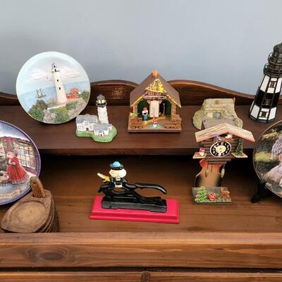 Assorted Lot of Collectables Plates Clock Lighthouses