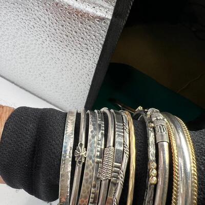 11 Bangle bracelets 3 marked SS