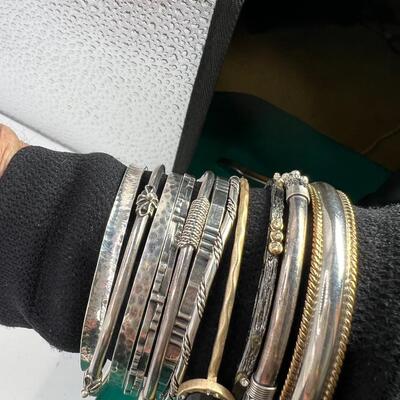 11 Bangle bracelets 3 marked SS