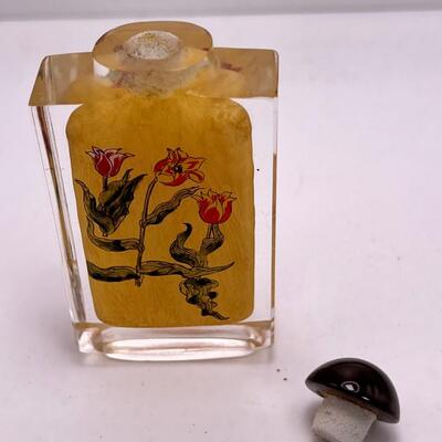 3" Reverse painted glass bottle