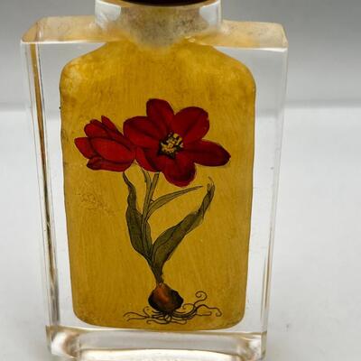 3" Reverse painted glass bottle