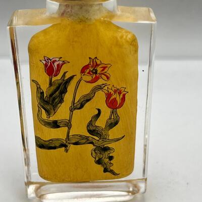 3" Reverse painted glass bottle