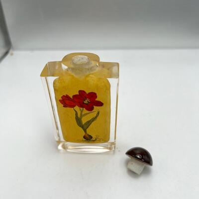3" Reverse painted glass bottle