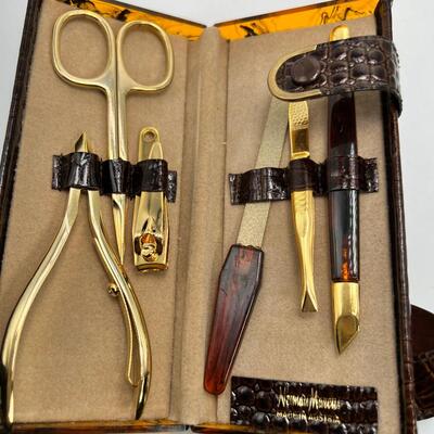 Gold Plated Neiman Marcus Vintage new vanity set and Vintage comb