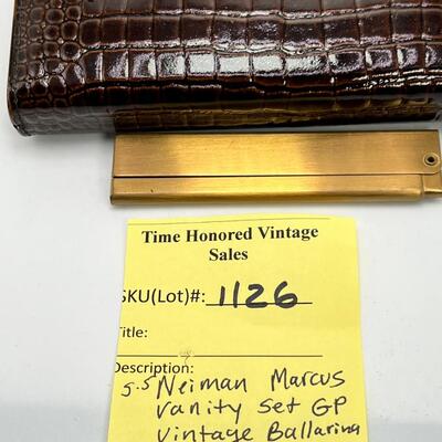 Gold Plated Neiman Marcus Vintage new vanity set and Vintage comb