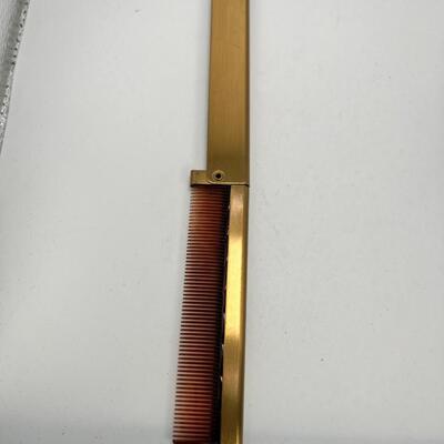 Gold Plated Neiman Marcus Vintage new vanity set and Vintage comb