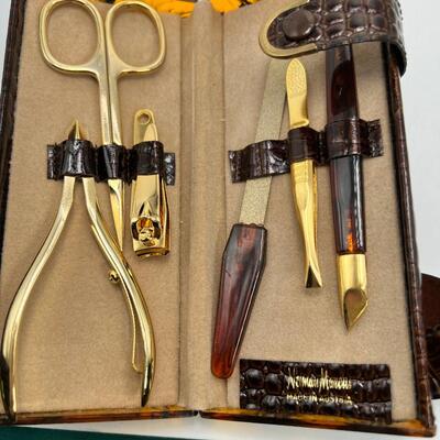 Gold Plated Neiman Marcus Vintage new vanity set and Vintage comb