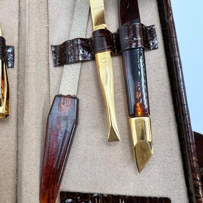 Gold Plated Neiman Marcus Vintage new vanity set and Vintage comb