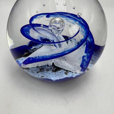 2 Scotland Selkirk Glass  signed marbled paperweights
