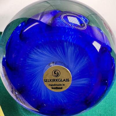 2 Scotland Selkirk Glass  signed marbled paperweights