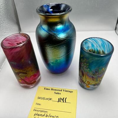 Artist Hand Blown glass vessels with hallmark signature