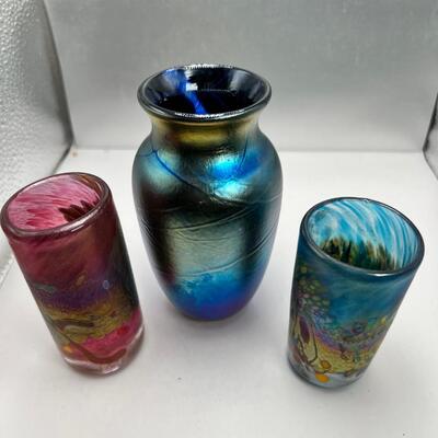 Artist Hand Blown glass vessels with hallmark signature
