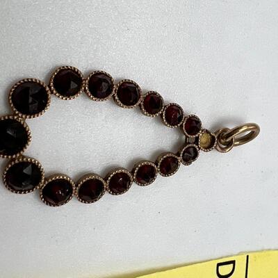Antique Mozambique Garnets Pendant 10 K Gold