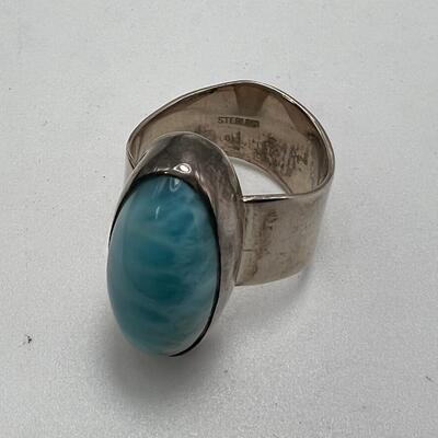 SS 12 Grm Size 7 Ring with 1" gem Quality stone