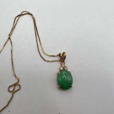 Jadeite Pendant 14K  14K Chain