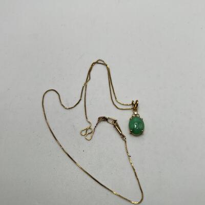 Jadeite Pendant 14K  14K Chain