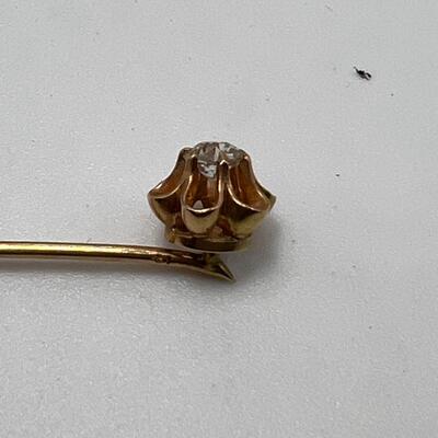 Antique mid 1800s  14K Stick pin with Diamond